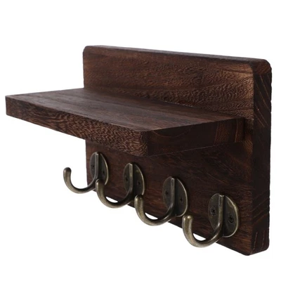  Cintre Mural En Bois Porte Manteau Crochet Porte-clés Crochets De - Photo 1/4