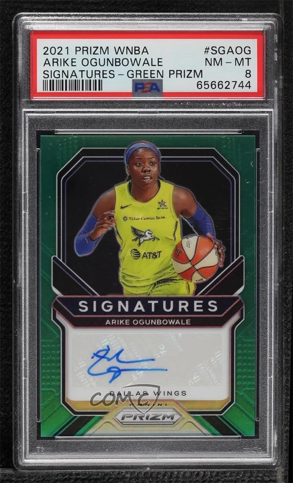 2021 Panini Prizm WNBA Signatures Green Arike Ogunbowale #SG-AOG PSA 8 Auto - Image 1 of 2