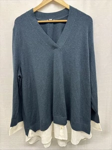 J. JILL WOMEN'S Deep Teal Blue LAYERED LONG SLEEVE TOP SIZE 3X - Picture 1 of 5
