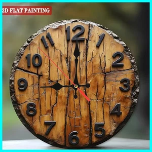NEW Rustic Wooden Wall Clock Log Slice Quartz Movement Large Easy-to-Read - Picture 1 of 6