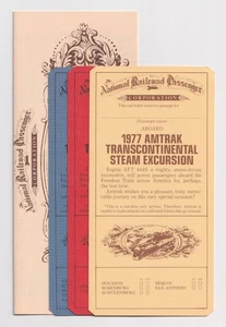Vintage 1977 Amtrak EPHEMERA 'Transcontinental Steam Excursion' schedule tickets - Picture 1 of 7