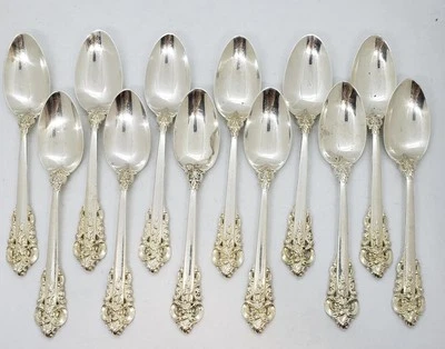 Colher de chá barroca Wallace Grande prata esterlina 6 1/8" conjunto de 12 #CCC - Imagem 1 de 4
