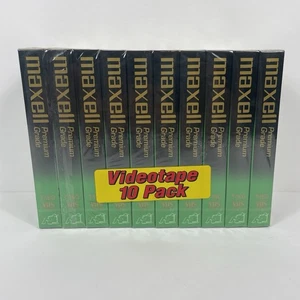 Maxell Standard Grade T-160 VHS 10 Pack Videotape 8 Hours Video Cassette Sealed - Picture 1 of 3