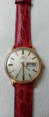 Vintage Technos Mechanical Watch 17 Jewels Date Day Gold Plated Swiss Made - Image 1 of 4