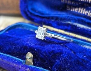 Ladies Platinum Baguette Cut 0.7 3 Diamond Vs1 D Classic Engagement Ring  Size N
