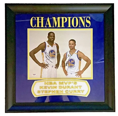 Stephen Curry & Kevin Durant signed/Framed 11x14 photo - Warriors, MVP- PSA/DNA - Image 1 of 4