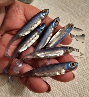 6 piezas Silicona Suave Azul Minnow Realista Brillo Plata Pesca Lubina Perca Walleye Foto 1 de 4