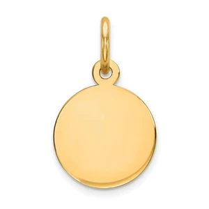 14k Yellow Gold 10mm Extra Small Plain Circular Engravable Disc Charm - Picture 1 of 7
