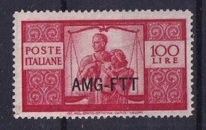 TRIESTE A 1949/50 - DEMOCRATICA L. 100 CARMINIO SOPRASTAMPATO NUOVO S/LINGUELLA - Foto 1 di 2