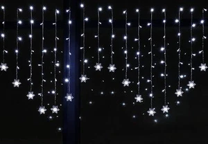 BLOOMWIN Christmas Window Lights 2m x 1m 104 LEDs Snowflakes Curtain Fairy Light - Picture 1 of 1