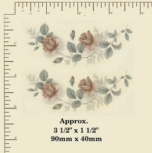 2 x Ceramic decals Dusty pink rose flower Floral Vintage B160 - Picture 1 of 3