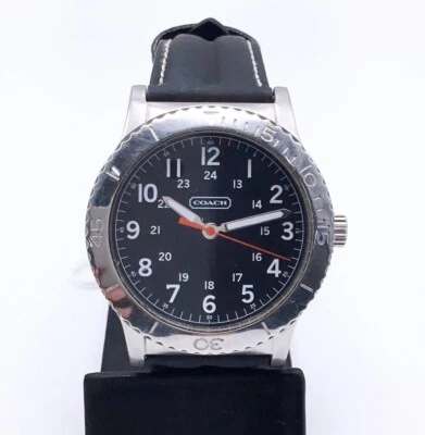 Auth Coach 'Excellent Condition' Mens CA 70.2.14.0711 Leather Metal Black Silver - image 1 of 4