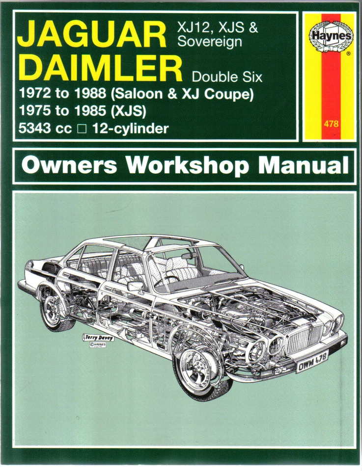 Jaguar XJ12 XJS Sovereign & Daimler Double Six 1972-1985 Haynes Workshop Manual - Image 1 of 1