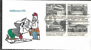 USA 1982 ANIMATED FDC HAND PAINTED RICHARD ELLIS ARCHITECTURE + CACHET - Picture 1 of 1