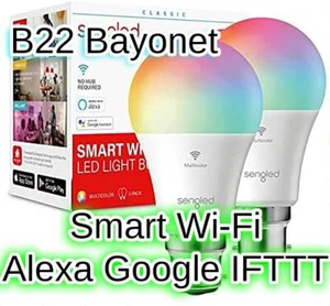 Bombilla Inteligente LED RGB B22 Sengled Wi-Fi Alexa Google IFTTT 7.8W Paquete de 2 - Imagen 1 de 12