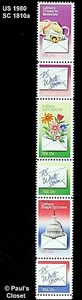 US 1980 SC 1810a 15¢ NATNL LETTER WRITING WK VERT. STRIP MNH/OG 6 STAMPS VFINE - Picture 1 of 2