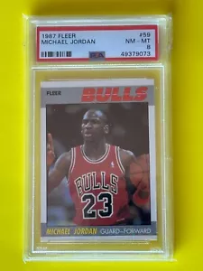 Tarjeta 1987 Michael Jordan segundo año Chicago Bulls Fleer #59 - PSA 8 - Imagen 1 de 2
