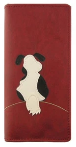 LAVISHY ADORA RED APPLIQUE DOG LARGE WALLET VEGAN FAUX LEATHER NEW (55-210R) - Picture 1 of 10