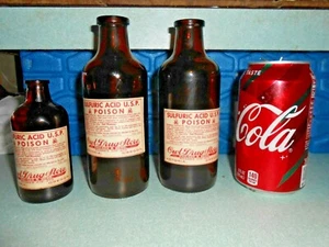 Vintage Medizin Flaschen 3 Stück Eule Medikamente Astoria leer Schwefel sauber - Bild 1 von 11