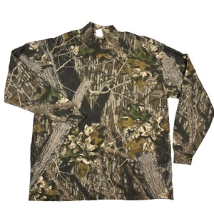 Vintage Camo Shirt Mens XL Jerzees Outdoors Mock Neck Mossy Oak Break Up Y2K - Picture 1 of 12
