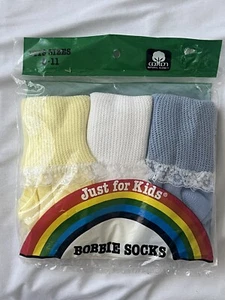 Vintage NOS 80s 90s kids bobbie socks w/ Ruffles Lace colorful cotton - Picture 1 of 2