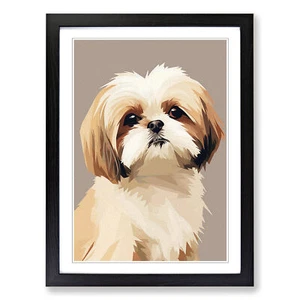 Stampa arte da parete Shih Tzu minimalismo n. 2 tela incorniciata decorazione poster - Foto 1 di 8