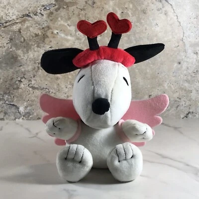 HALLMARK PEANUTS SNOOPY CUPID PINK WINGS & HEARTS HEADBAND VALENTINES DAY PLUSH - Image 1 of 4
