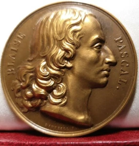 1955 USA IBM co France club medal award Blaise Pascal philosophy Mathematician  - Picture 1 of 2