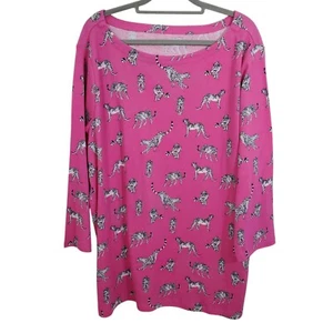 NUEVO CON ETIQUETAS Chico's Saltando Leopardo Cuello Barco Manga 3/4 Rosa Bahamas Talla XXL - Imagen 1 de 9