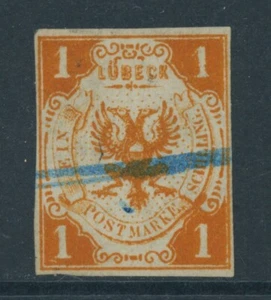 Lübeck Mi. No. 2 spring tension cancellation photo certificate Brettl-immaculate 2,500 euros - Picture 1 of 3
