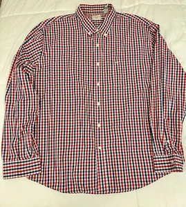 Dockers Men’s Shirt Long Sleeve Button Down Red White Blue Check Plaid Sz XXL - Picture 1 of 13