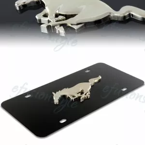 AUTÉNTICO 3D FORD Mustang Logotipo Frontal Negro Acero Inoxidable Marco de Placa - Imagen 1 de 3