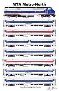 Póster MTA Metro-North Tren de cercanías grúa Ichabod 11""x17"" firmado por Andy Fletcher - Imagen 1 de 1