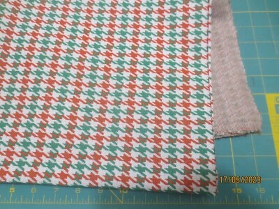 Tela de poliéster tejida vintage de 44" x 60" diseño tipo espiga naranja y verde Foto 1 de 4