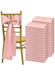 120Pcs Satin Chair Sashes Ties, Rose Gold Satin Chair Sashes Bows Chair Cover - Picture 1 of 14