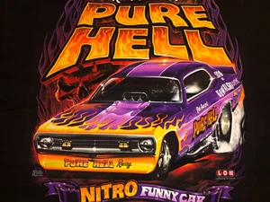 NEW! Rich Guasco PURE HELL Flamed Purple Dodge Funny Car X-Large Black T-Shirt - Picture 1 of 6
