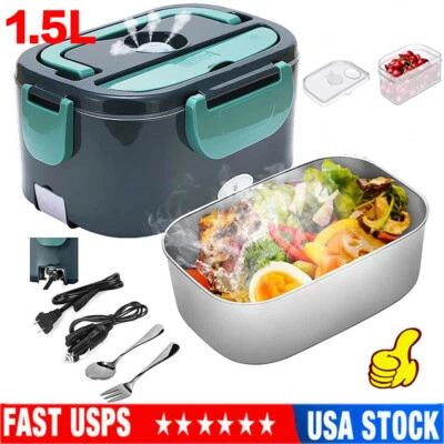 Contenedor calentador de alimentos portátil de oficina para automóvil de 1,5 L 110 V con calefacción eléctrica Foto 1 de 4