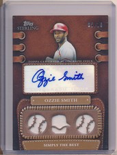 2010 Topps Sterling Legendary Leather Triple Relic Ozzie Smith Auto /10