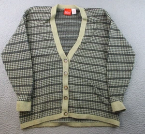 VTG Liz Co Sweater Womens Medium Cardigan Grunge Cobain 90s USA Made Brown Blue - Picture 1 of 7