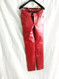 Herren neue rote Farbe Premium Lederhose. Biker-Lederhose aus echtem weichem ... - Bild 1 von 3