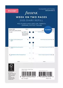 Filofax 2025 Pocket Week On Two Pages Diary Refill Insert 68227 - Uk - Picture 1 of 4