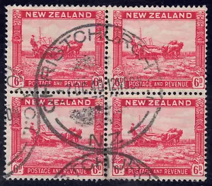 1935 New Zealand SC# 193 - Harvesting - block of 4 - Used - Picture 1 of 2