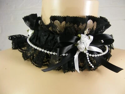 GARGANTILLA SISSY VICTORIANA GÓTICA ENCAJE NEGRO LOLITA DDLG DISFRAZ CAMPANA OPCIONAL  Foto 1 de 4