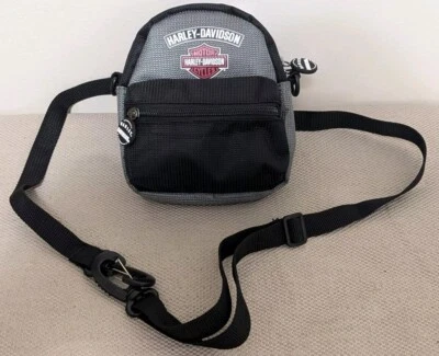 Mochila pequeña Harley Davidson paquete de hombro o cinturón de nailon negra gris/ Foto 1 de 4