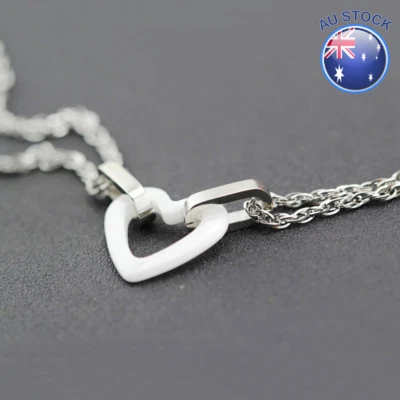 Nuevo Corazón Pulsera Cadena Oro Blanco 18K Relleno Blanco Cerámica Amor 19CM Regalo Foto 1 de 4
