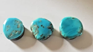 3-ct. VTG TURQUOISE and SILVER BUTTON COVERS Cer#404 - Picture 1 of 6