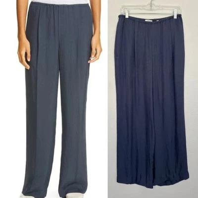 Pantalones de satén de pierna ancha con costuras Vince en ropa de trabajo de triacetato azul costero para mujer M Foto 1 de 4