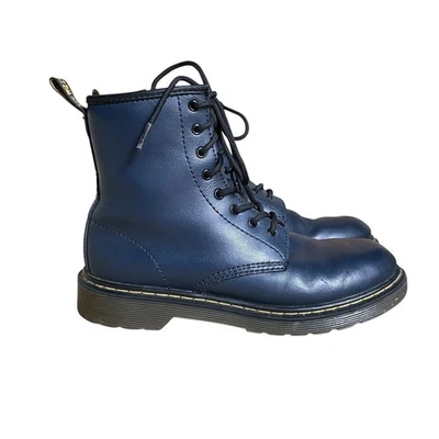 Botas de Combate Dr. Martens Delaney Talla 6 Azul Marino Cremallera Lateral Con Cordones 8 Ojos Foto 1 de 4