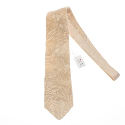 Corbata plisada Italo Ferretti nueva con etiquetas en beige claro liso 100 % seda Foto 1 de 4