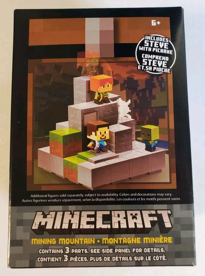 Mojang Minecraft Mini Figure Mining Mountain Environment Steve Set Toys Kids